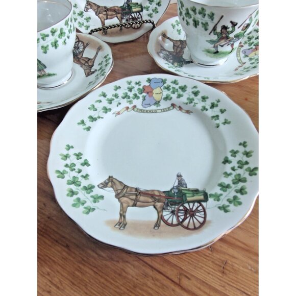 Rare Royal Standard Emerald Isle Two Cups & Saucers & Four Bread Plates 6.5" - Picture 5 of 16